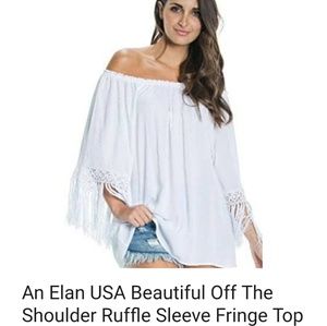 White Boho top with fringe
